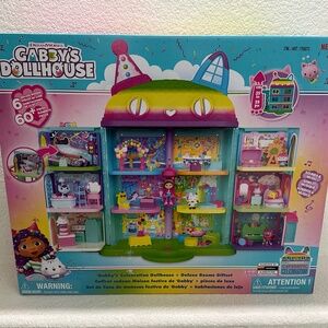 60+ Pieces Gabby’s Celebration Dollhouse and Deluxe 6 Rooms Set 25” Tall w/Music